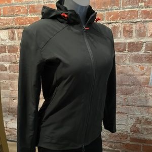 Janji Womens Stretch Crepe Windbreaker Jacket - Dark Spruce Green - Size XS